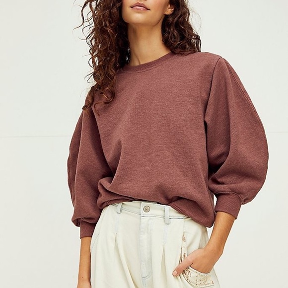 Agolde Thora Balloon Sleeve French Terry Sweatshirt - Graphite - Picture 5 of 5